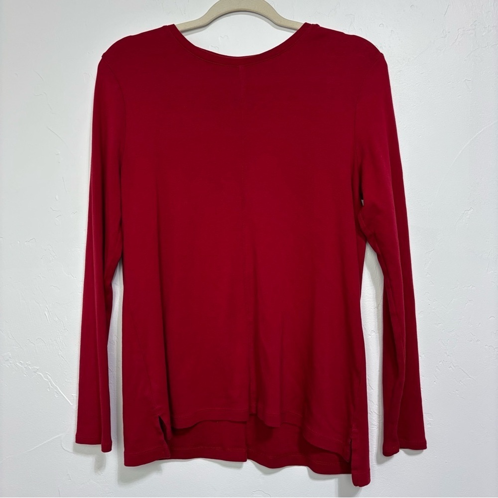 J.Jill Pima Crew Neck High Low Tee Long Sleeve Women's Small Cotton Basic